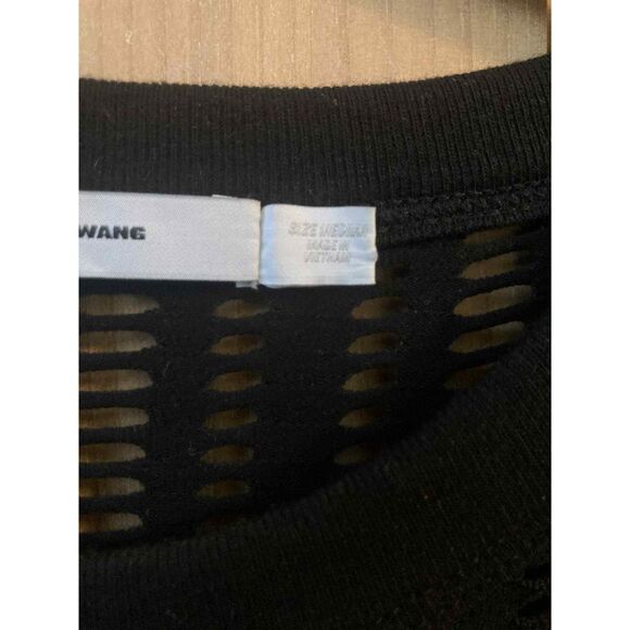 Alexander Wang | Sheer Panel Black Textured Stretch Bodycon Mini Dress | Medium - Picture 5 of 6